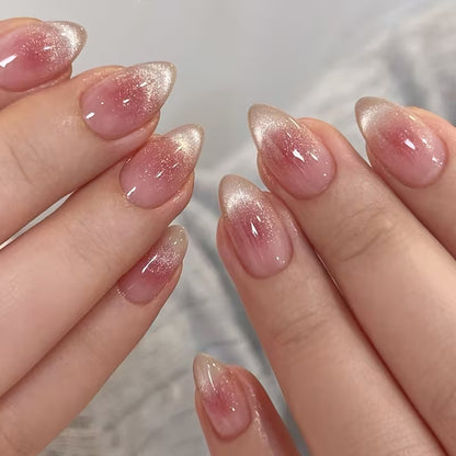 Glitzernde French Tip Press-On Nägel Brehn