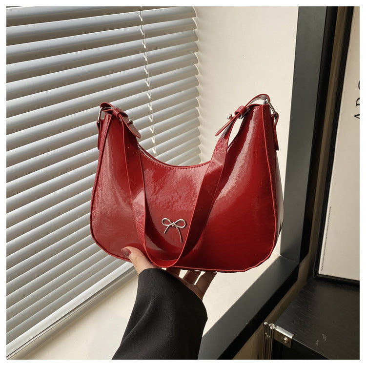 Premium Glänzende Kunstleder Hobo Tasche Brehn