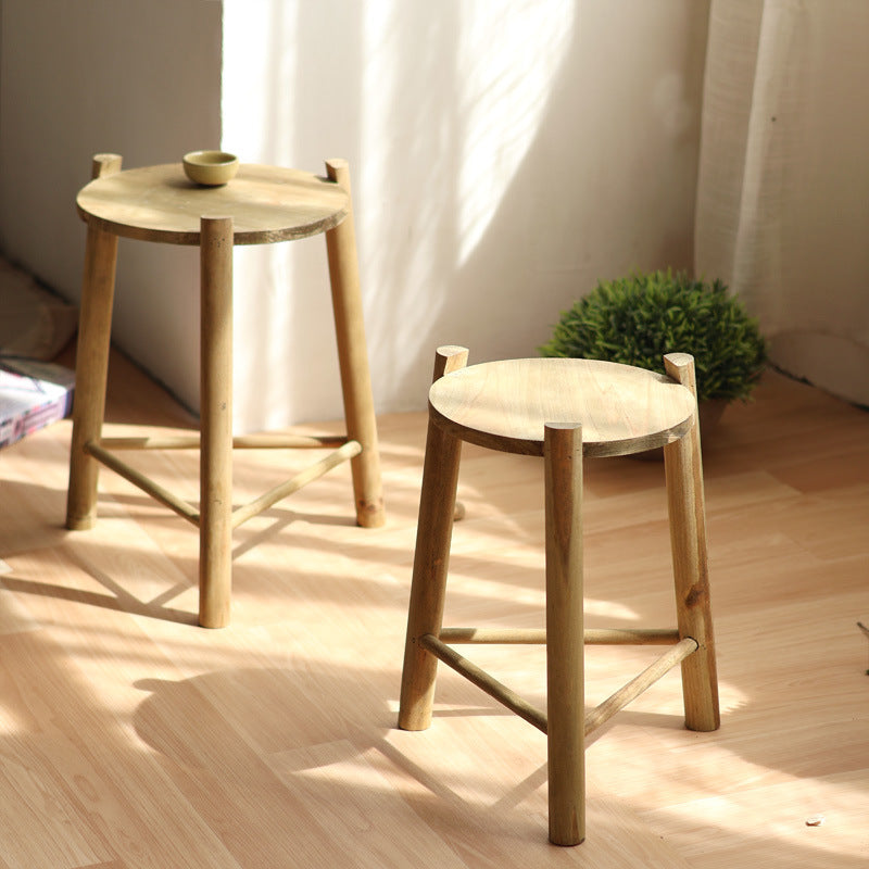 Rustikaler Holz-Hocker Brehn
