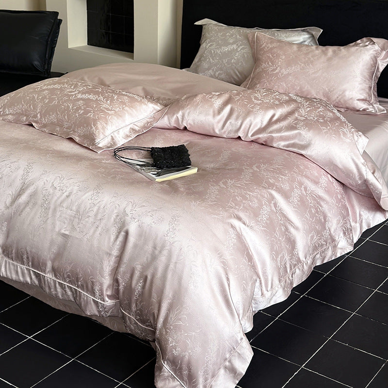 Luxuriöses Jacquard-Satin Bettwäsche-Set mit floralem Relief