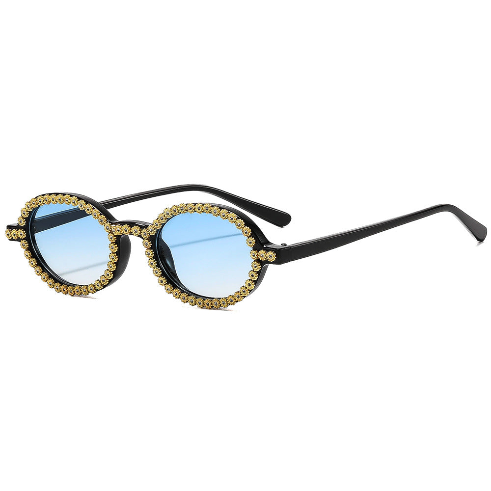 Damen modische Sonnenbrille mit floralem Kristallrahmen Brehn