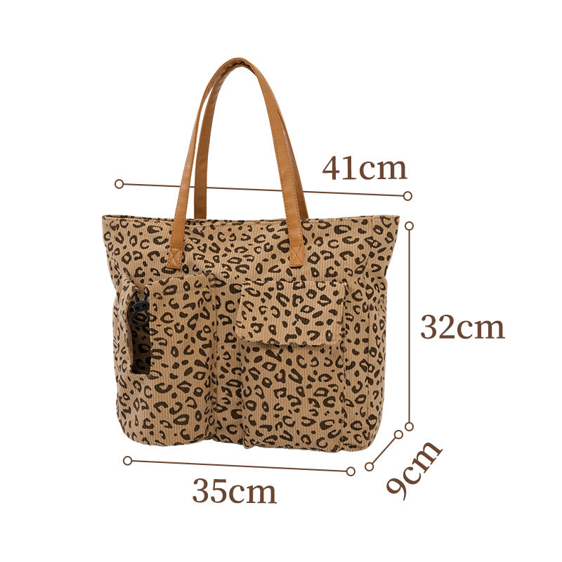 Geräumige Leopardenmuster-Leinwand-Tote-Tasche Brehn