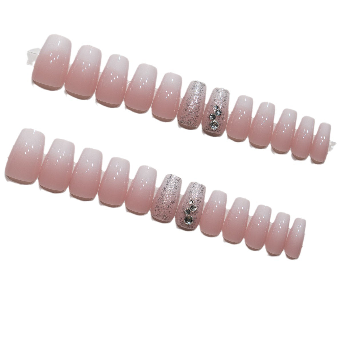 Elegante Ombre Press-On Nagelspitzen mit Strassakzenten Brehn
