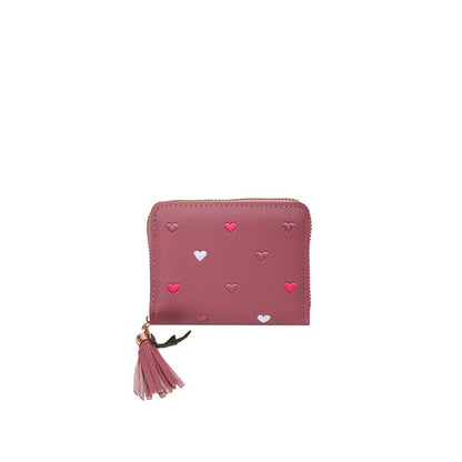 Kompakte Herzmuster Reißverschluss Geldbörse