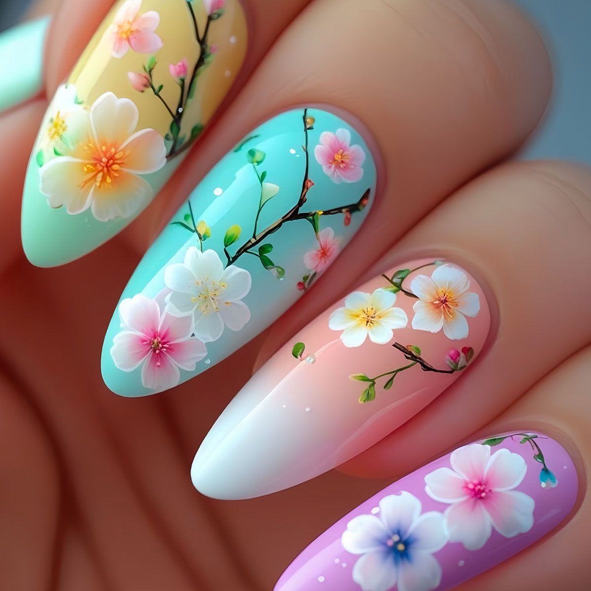 Künstlerische Florale Press-On Nagelkunst Verlängerungen Brehn