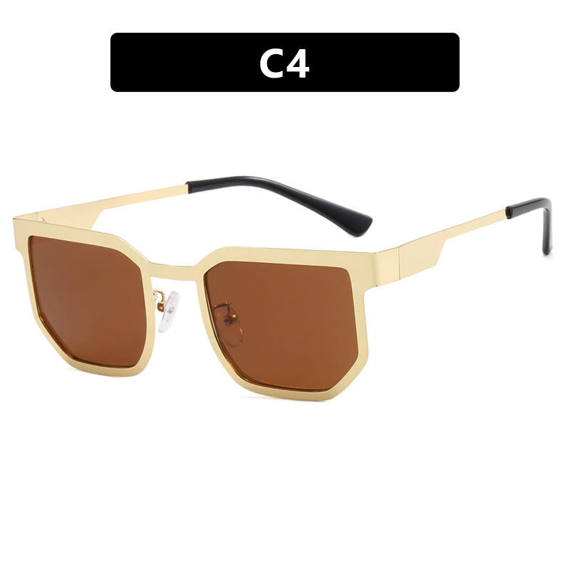 Damenmoderne Sonnenbrille im trendigen rechteckigen Design mit schmalem Metallrahmen Brehn