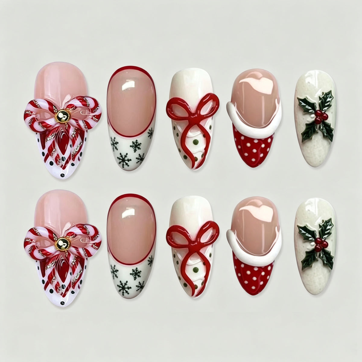 Dekoratives Weihnachts-Themen Press-On Nagelkunst Set Brehn