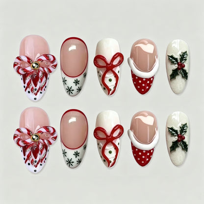 Dekoratives Weihnachts-Themen Press-On Nagelkunst Set Brehn