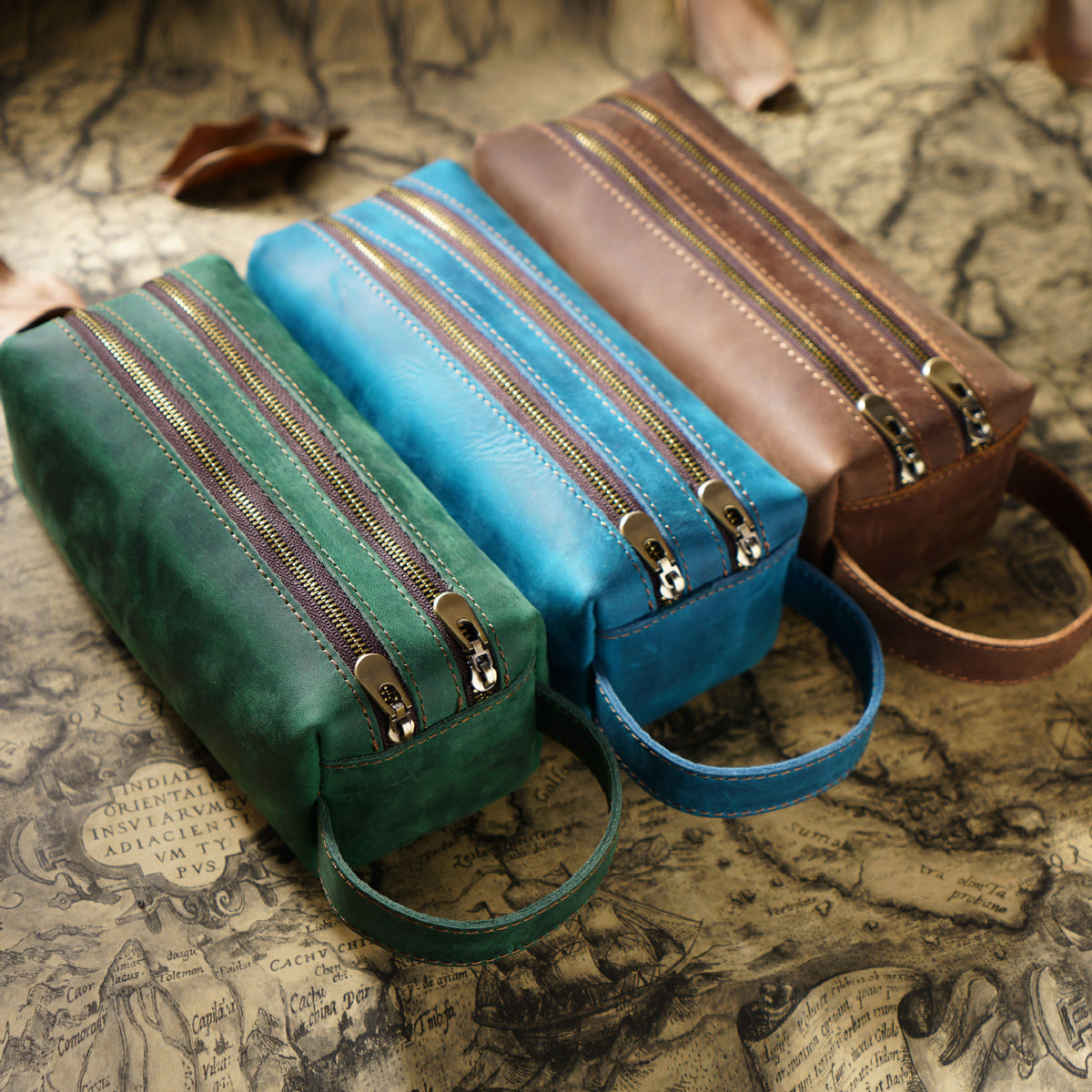 Doppelt-Zipper Leder Stiftetui
