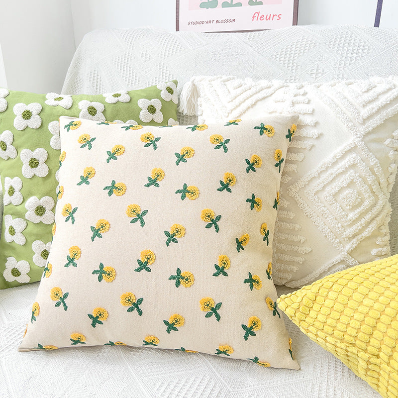 Quadratischer dekorativer Kissenbezug mit handtuftetem Blumen‑Tufting Brehn