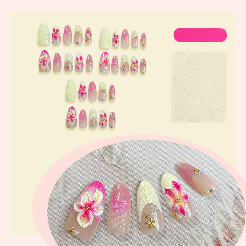 Floral Design Press-On Nail Set mit dekorativen Akzenten Brehn