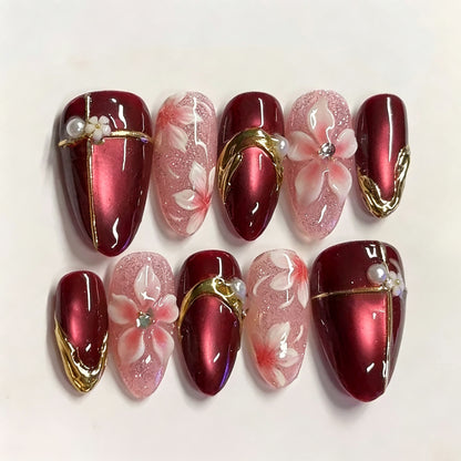 Blumenakzent Press-On Nagelset Brehn