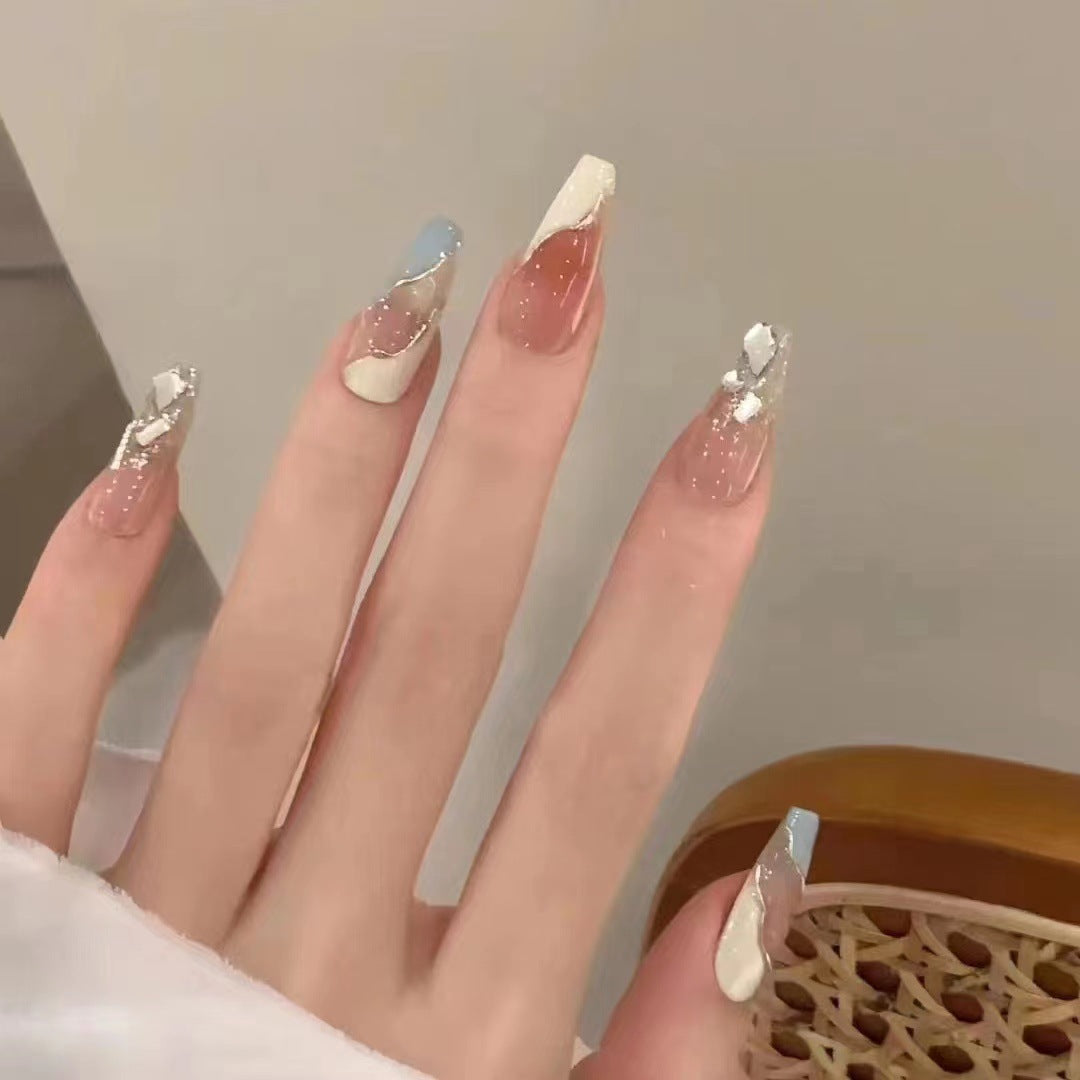 Elegante Stiletto Press-On Nail Art mit geometrischem Design Brehn