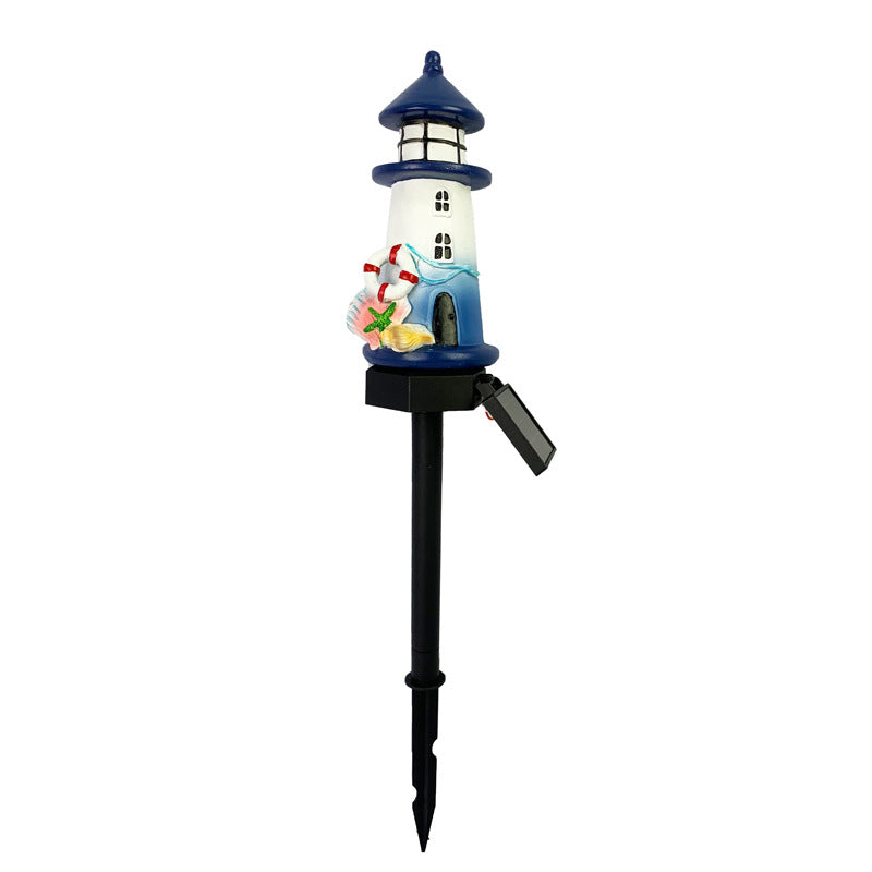 Solarbetriebene Küstenlaterne Gartensteckerlicht mit warmem LED-Harzlaterne und Dämmerungs-zu-Dawn-Sensor Brehn