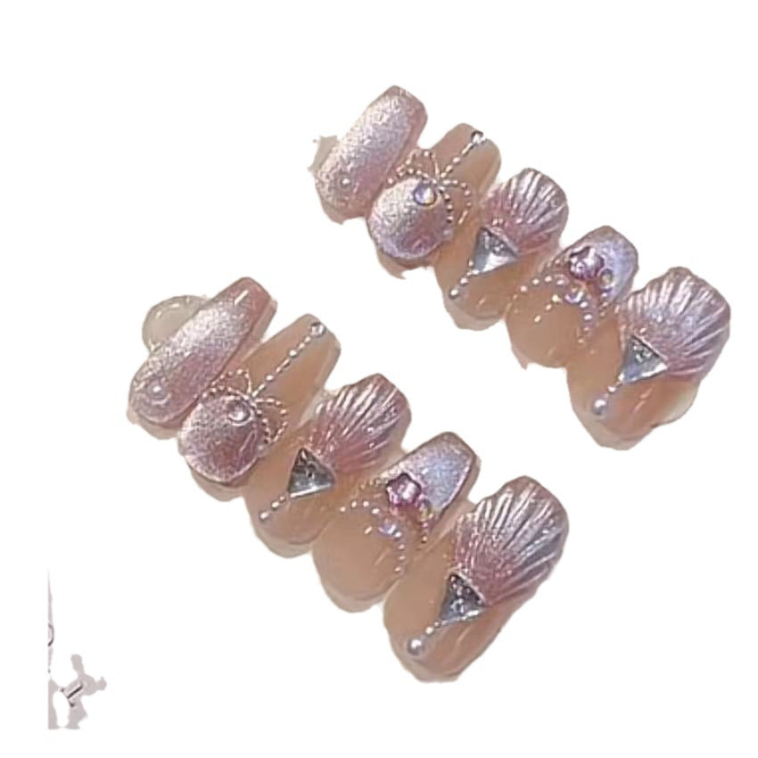 Elegantes 3D-Blumen-Design Press-On Nagelset Brehn