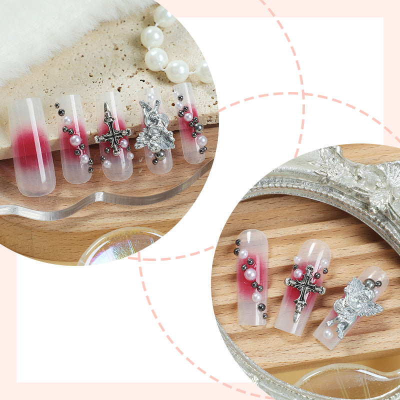 Dekorative Nagelkunst Press-On Nägel Set mit eleganten Edelsteindetails Brehn