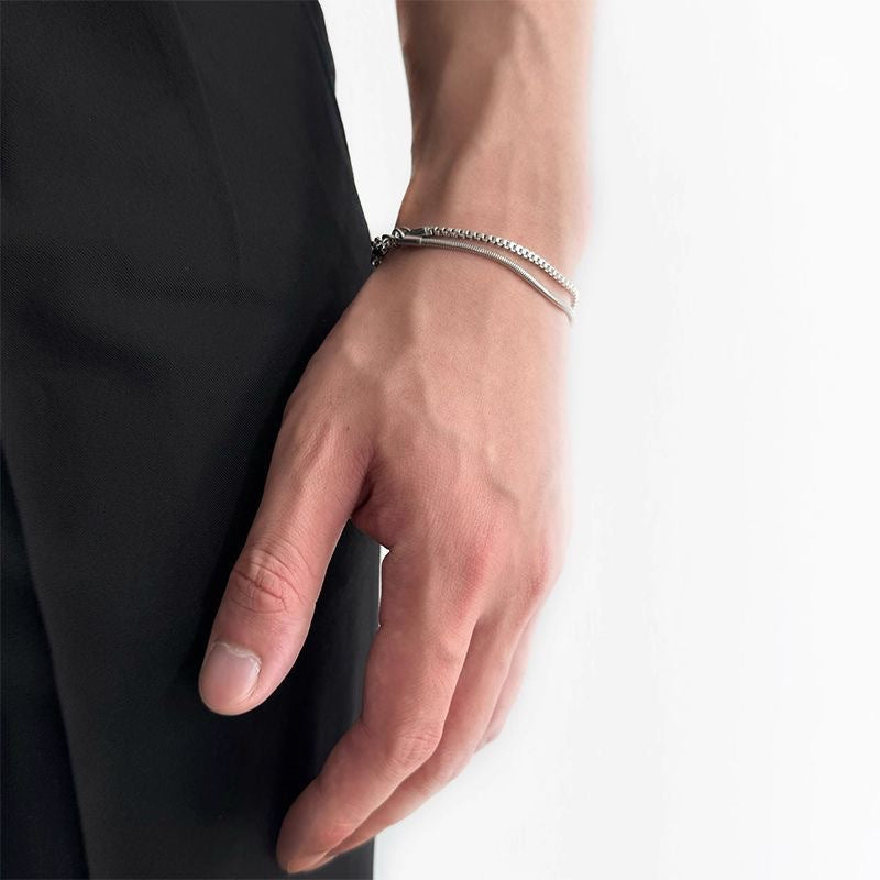 Elegante Doppel-Chain Edelstahlarmband Brehn
