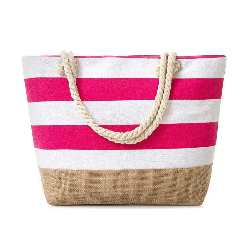 Strandtasche mit Maritimen Streifen und Robusten Seilgriffen Brehn