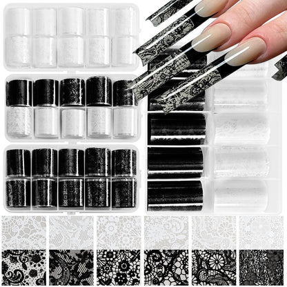 Elegantes Spitzen-Nagelkunst-Aufkleber-Set