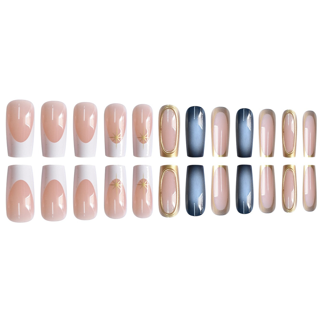 Elegantes Ombre Press-On Nagelset mit goldenen Akzenten Brehn