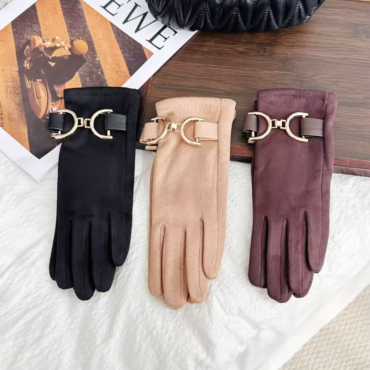 Elegante Modehandschuhe mit dekorativem Schnallenverschluss Brehn