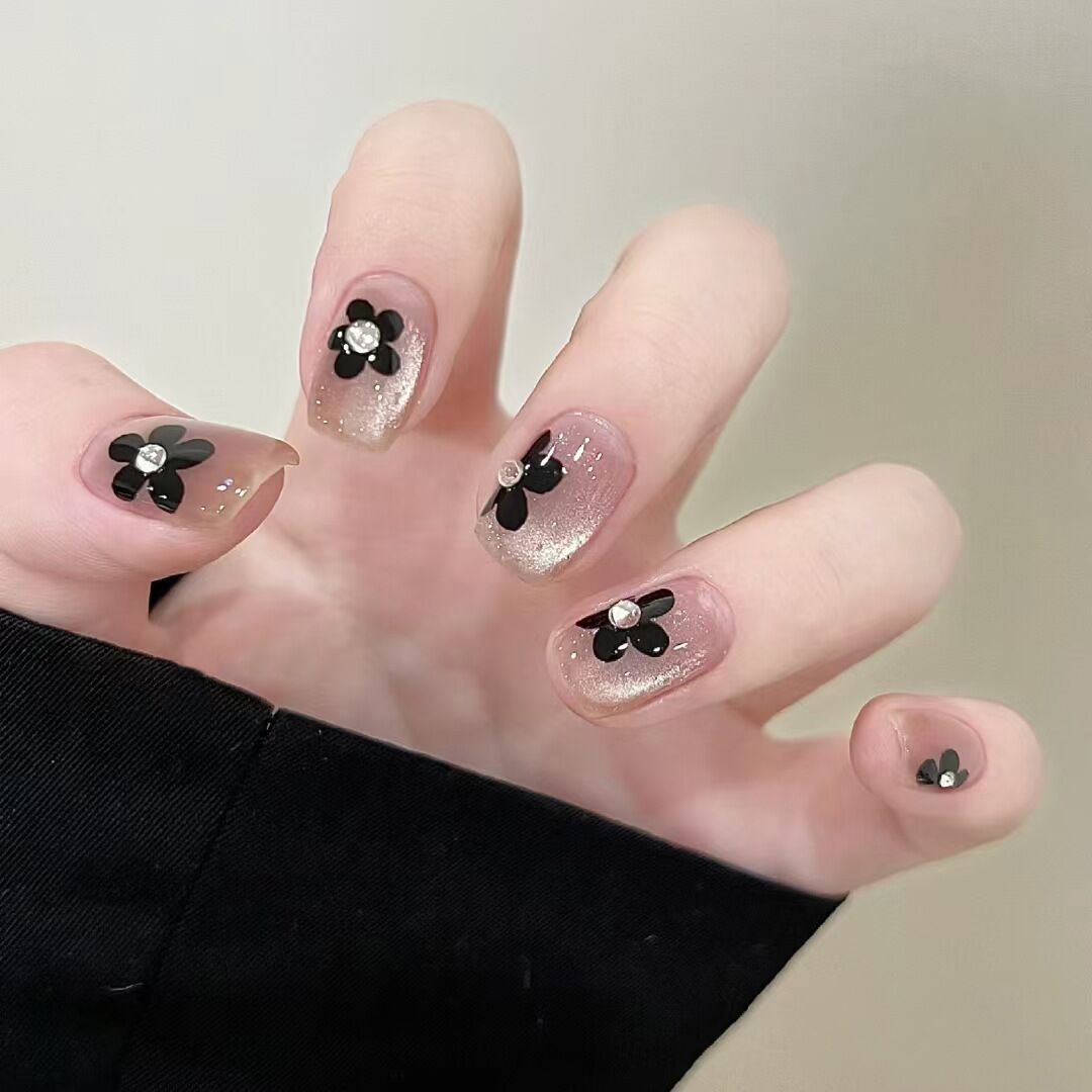 Floral Glitter Press-On Nail Art Brehn