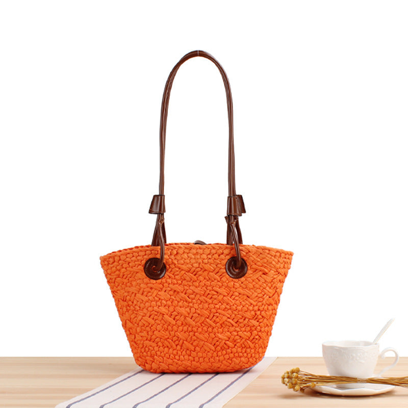 Handgefertigte Strandtasche mit Braunen Ledergriffen Brehn