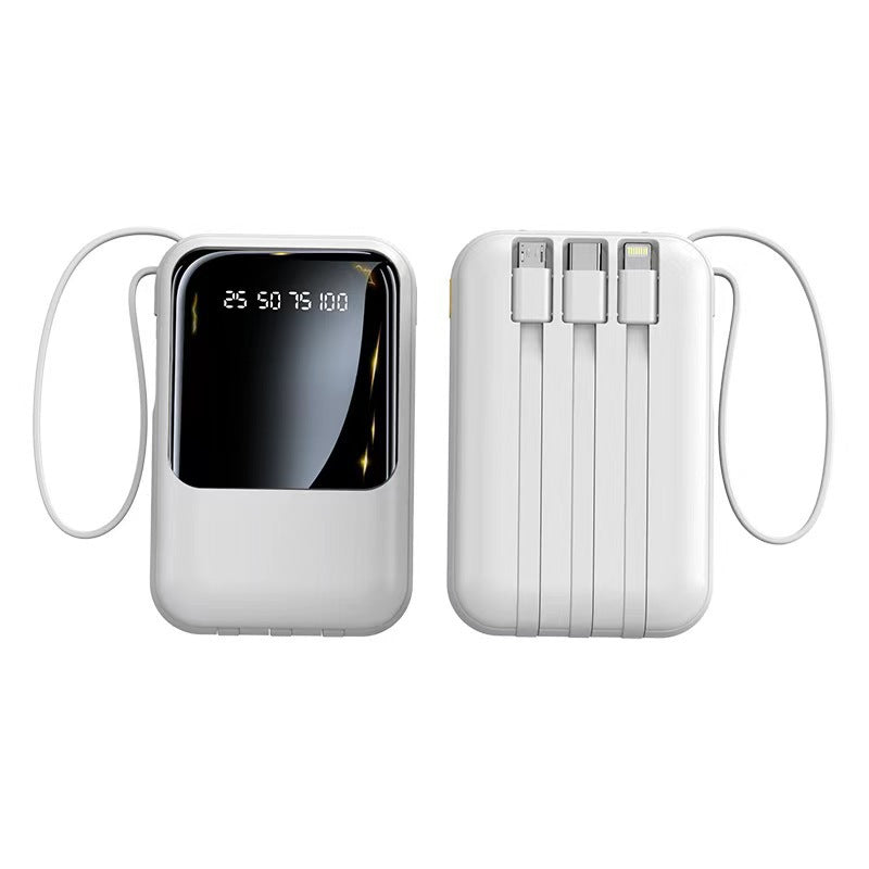Kompakte Powerbank mit Digitalanzeige und Integrierten Ladekabeln Brehn