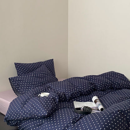 Atmungsaktives Baumwoll-Percale-Punkte-Duvet-Bezug-Set mit Reißverschluss und Kissenbezügen