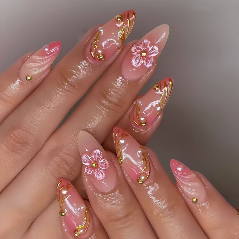 Blumen- und Dekorative Press-On Nagelset Brehn
