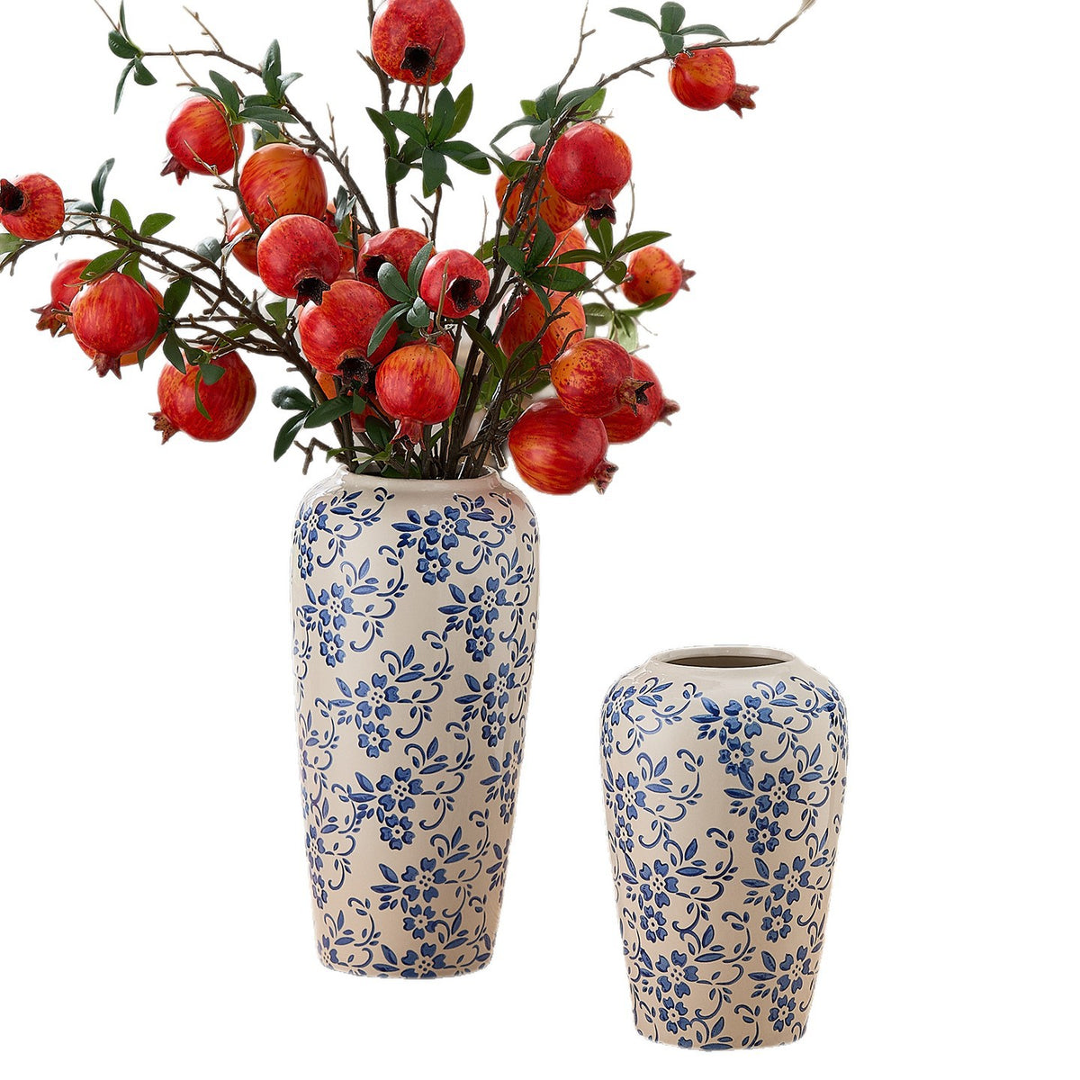 Elegante Keramikvase im Blumenmuster Brehn