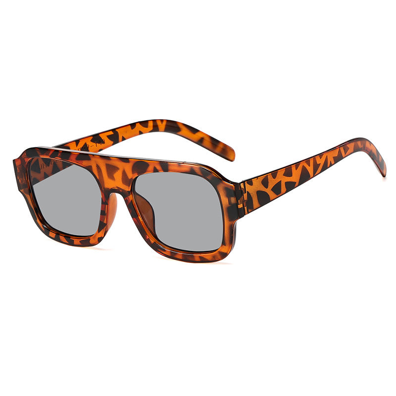 Damen modische quadratische Sonnenbrille mit auffälligem Tierdruckdesign Brehn