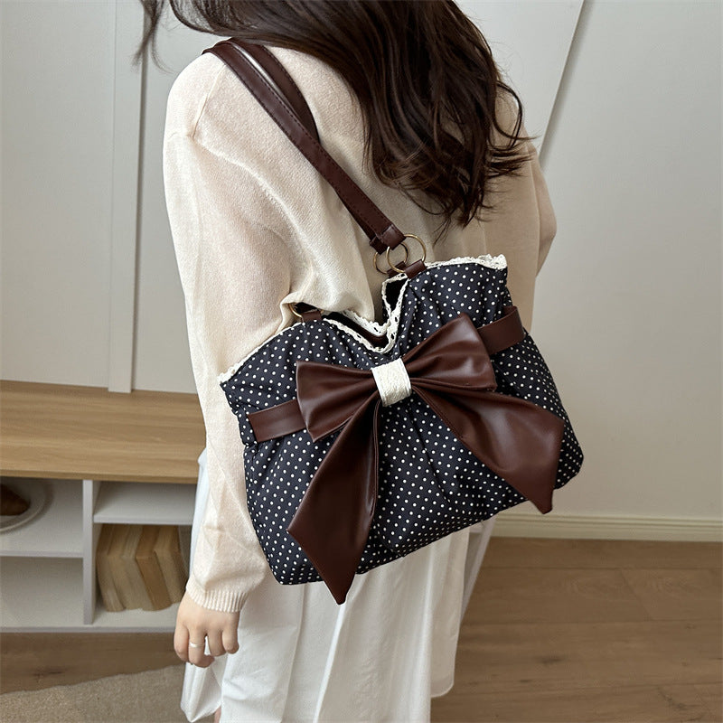 Polka-Dot-Schleifen-Akzent-Handtasche