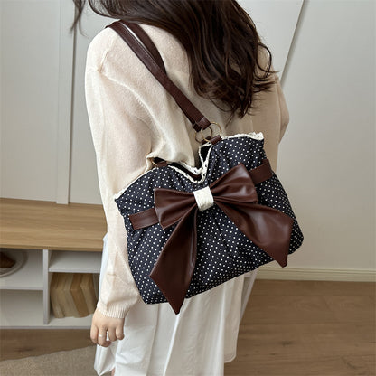 Polka-Dot-Schleifen-Akzent-Handtasche