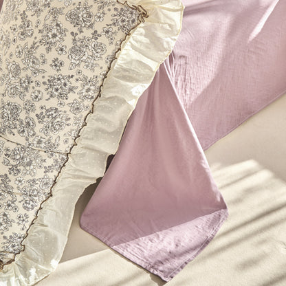 Vintage Floral Ruffled Bettbezug Set mit Swiss-Dot Rüsche
