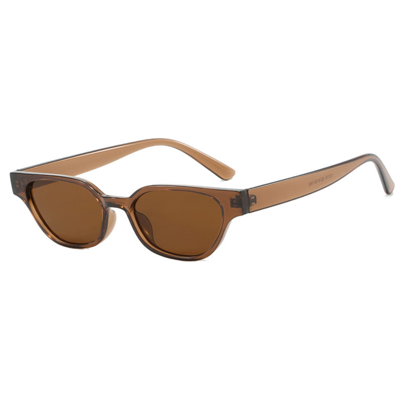Damen modische Sonnenbrille mit geschwungenem Rahmen und braunen Gläsern Brehn