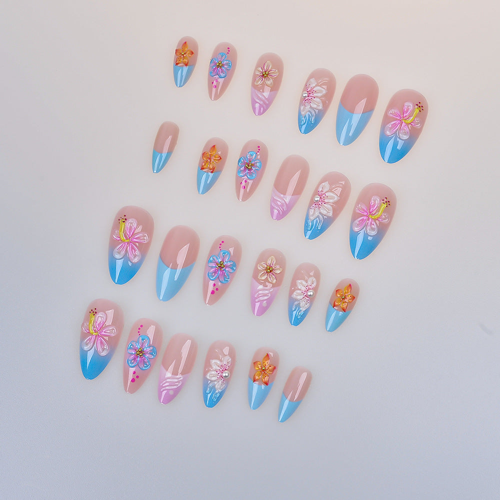 Künstlerisches blumenmusteriertes Press-On-Nagelset Brehn