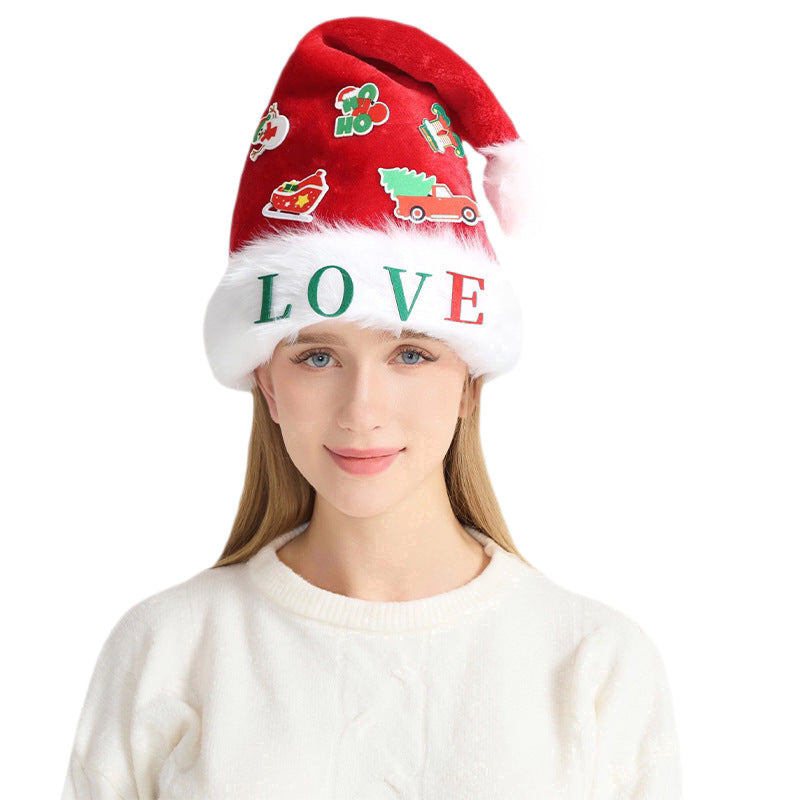 Weihnachtsmütze mit Lichtern und Applikationen
