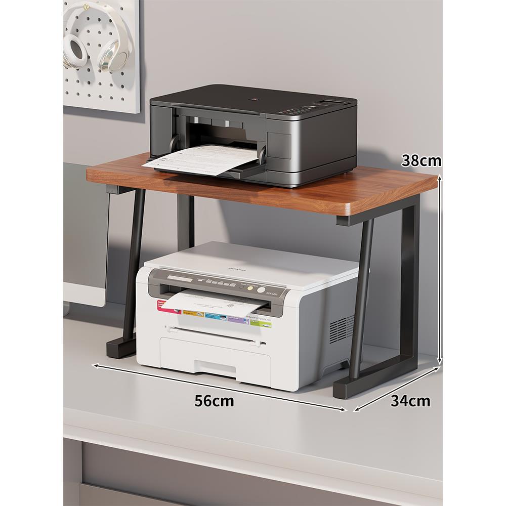 Verstellbarer Zweitier Holzplatte Metallrahmen Desktop Druckerständer mit Kabelmanagement