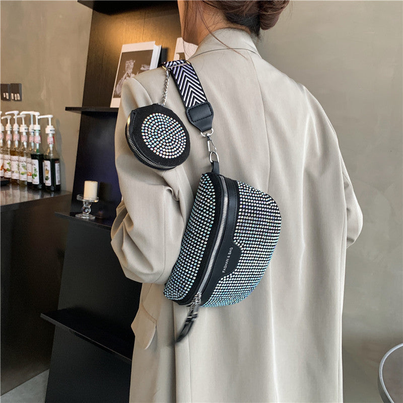 Stylische mit Strass verzierte Mini-Crossbody-Tasche Brehn