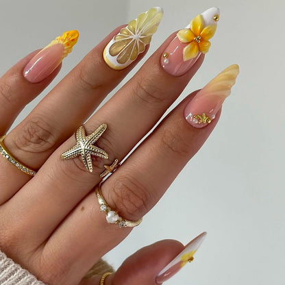 Tropische florale Acryl-Nagelverstärkungen Brehn