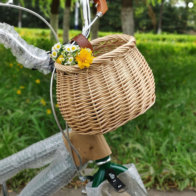 Damen Handgefertigter Fahrradkorb mit Ledergriffen Brehn