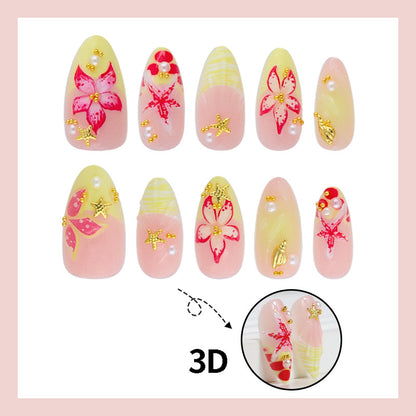 Kunstnagelset mit tropischen Motiven Brehn