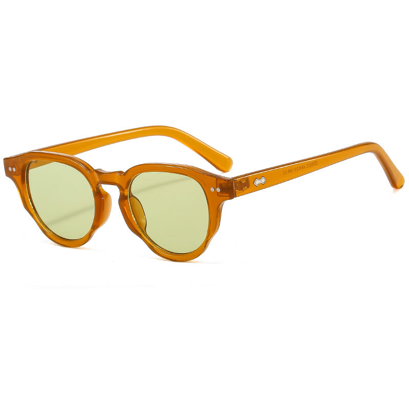 Damen modische Sonnenbrille mit ovalem Rahmen und grünem Glas Brehn