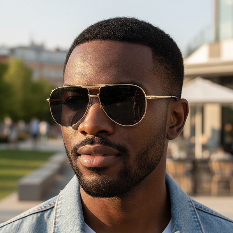 Damen modische Aviator-Sonnenbrille mit elegantem Metallrahmen und UV400-Schutz Brehn