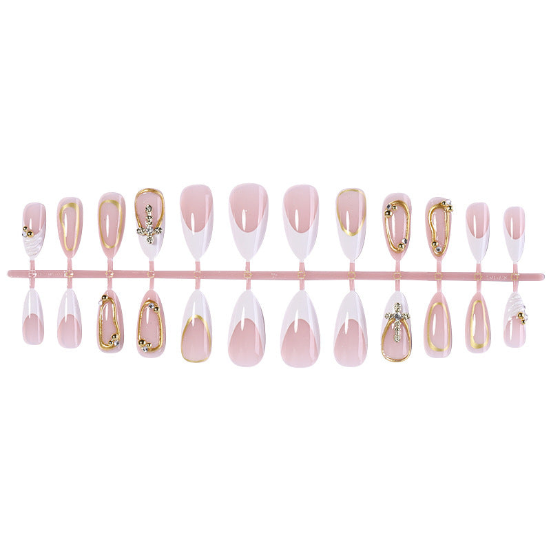 Künstlerisches Press-On-Nagelset mit eleganten Designelementen Brehn