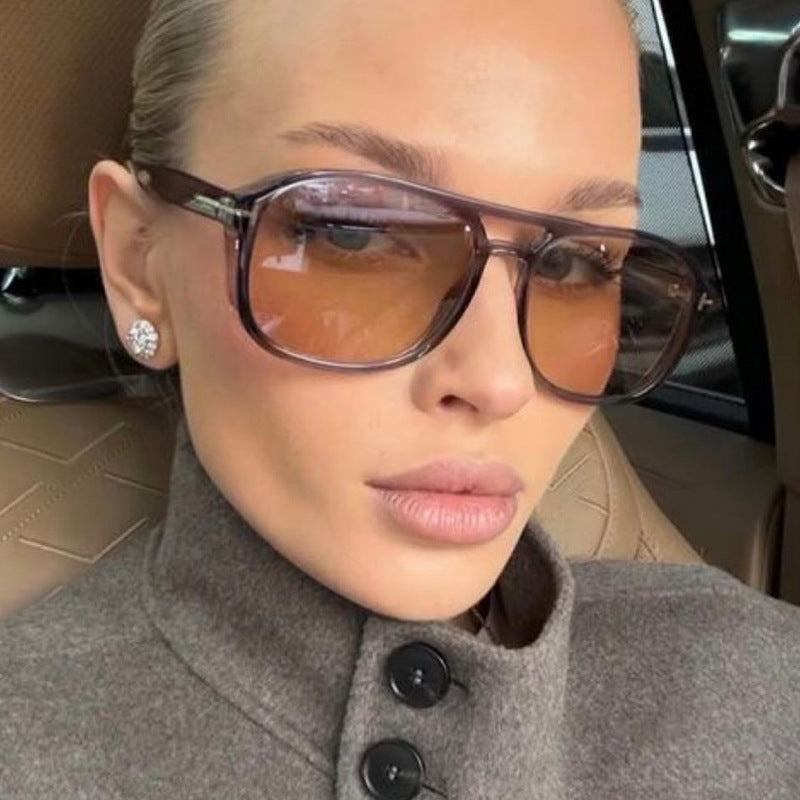 Damen quadratische Sonnenbrille mit luxuriösem Kunststoffrahmen und verspiegelten Gläsern Brehn
