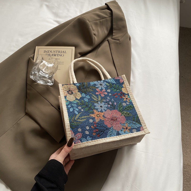 Blumenverzierte Mini-Tote-Bag