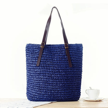 Handtasche Aus Handgearbeitetem Naturmaterial mit Robusten Ledergriffen Brehn