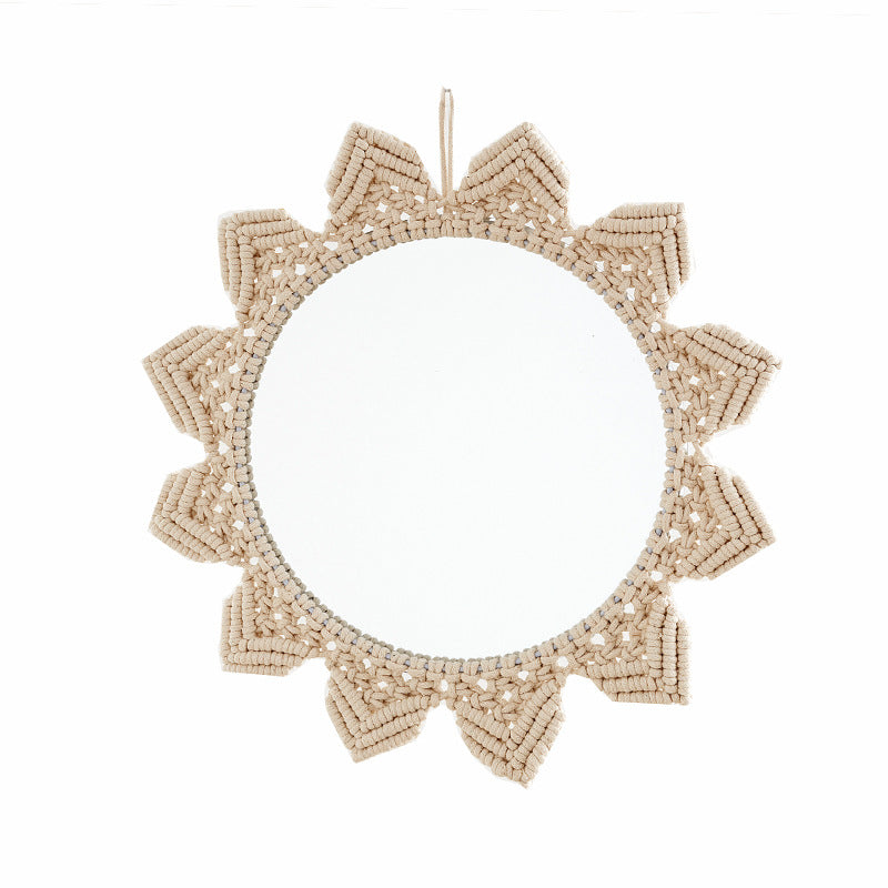 Dekorativer Macramé-Wandspiegel mit Blumenmuster Brehn